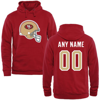 San Francisco 49ers Red Custom Name & Number Helmet Pullover Hoodie