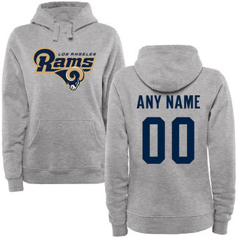 Women's Los Angeles Rams Heather Gray Personalized Name & Number Wordmark Pullover Hoodie Women's Los Angeles Rams Heather Gray Personalized Name & Number Wordmark Pullover Hoodie