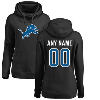 Women's Detroit Lions Pro Line Black Any Name & Number Logo Personalized Pullover Hoodie Women's Detroit Lions Pro Line Black Any Name & Number Logo Personalized Pullover Hoodie
