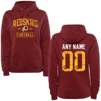 Women's Burgundy Washington Redskins Distressed Custom Name & Number Pullover Hoodie Women's Burgundy Washington Redskins Distressed Custom Name & Number Pullover Hoodie