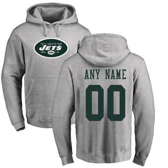 Men's New York Jets Pro Line Ash Personalized Name & Number Logo Pullover Hoodie Men's New York Jets Pro Line Ash Personalized Name & Number Logo Pullover Hoodie