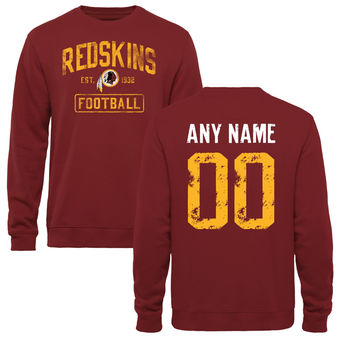 Men's Burgundy Washington Redskins Distressed Custom Name & Number Pullover Sweatshirt Men's Burgundy Washington Redskins Distressed Custom Name & Number Pullover Sweatshirt