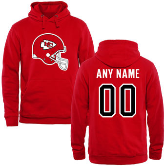 Kansas City Chiefs Scarlet Custom Name & Number Helmet Pullover Hoodie