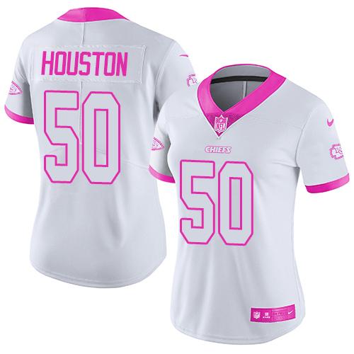 Nike Chiefs #50 Justin Houston White Pink Women's Stitched NFL Limited Rush Fashion Jersey Nike Chiefs #50 Justin Houston White Pink Women's Stitched NFL Limited Rush Fashion Jersey