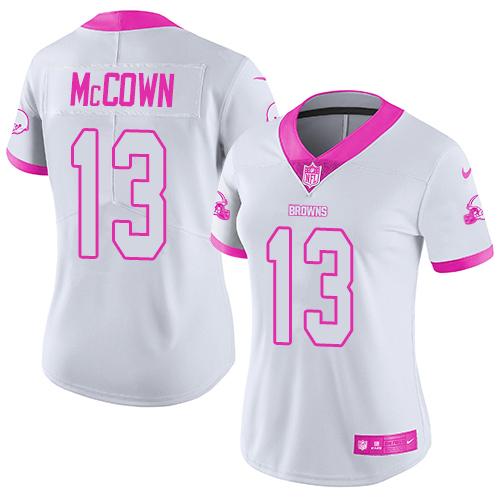 Nike Browns #13 Josh McCown White Pink Women's Stitched NFL Limited Rush Fashion Jersey Nike Browns #13 Josh McCown White Pink Women's Stitched NFL Limited Rush Fashion Jersey