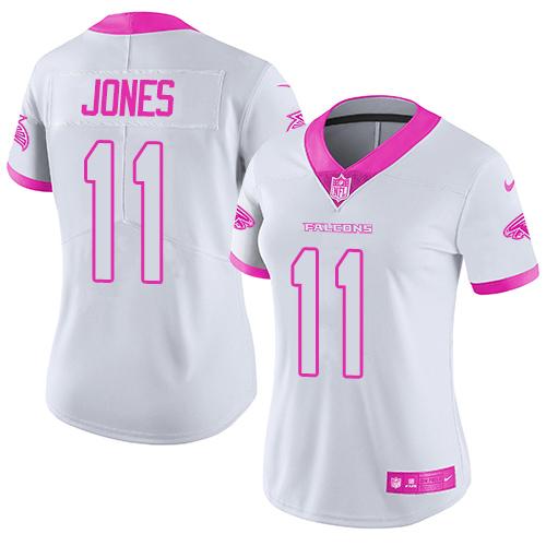 Nike Falcons #11 Julio Jones White Pink Women's Stitched NFL Limited Rush Fashion Jersey Nike Falcons #11 Julio Jones White Pink Women's Stitched NFL Limited Rush Fashion Jersey