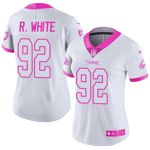 Nike Eagles #92 Reggie White White Pink Women's Stitched NFL Limited Rush Fashion Jersey Nike Eagles #92 Reggie White White Pink Women's Stitched NFL Limited Rush Fashion Jersey