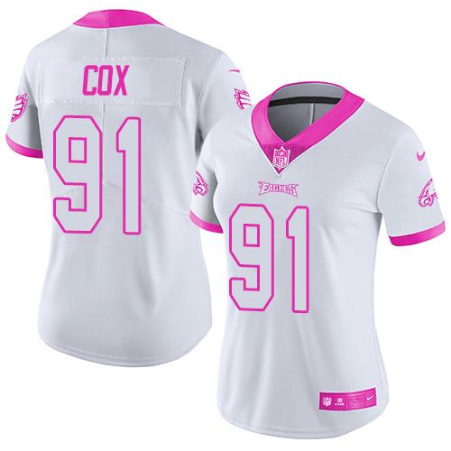 Nike Eagles #91 Fletcher Cox White Pink Women's Stitched NFL Limited Rush Fashion Jersey Nike Eagles #91 Fletcher Cox White Pink Women's Stitched NFL Limited Rush Fashion Jersey