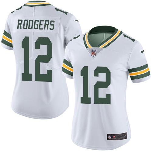 Nike Packers #12 Aaron Rodgers White Women's Stitched NFL Limited Rush Jersey Nike Packers #12 Aaron Rodgers White Women's Stitched NFL Limited Rush Jersey
