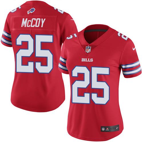 Nike Bills #25 LeSean McCoy Red Women's Stitched NFL Limited Rush Jersey Nike Bills #25 LeSean McCoy Red Women's Stitched NFL Limited Rush Jersey