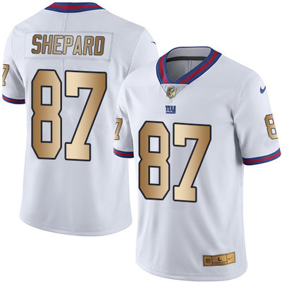 Nike Giants #87 Sterling Shepard White Men's Stitched NFL Limited Gold Rush Jersey Nike Giants #87 Sterling Shepard White Men's Stitched NFL Limited Gold Rush Jersey