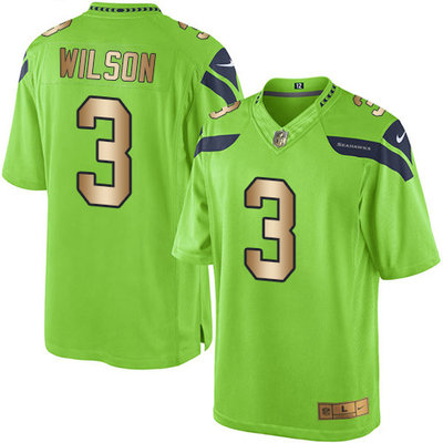 Nike Seahawks #3 Russell Wilson Green Men's Stitched NFL Limited Gold Rush Jersey Nike Seahawks #3 Russell Wilson Green Men's Stitched NFL Limited Gold Rush Jersey