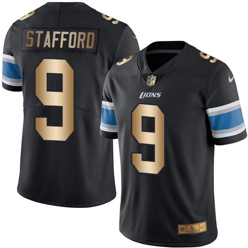 Nike Lions #9 Matthew Stafford Black Men's Stitched NFL Limited Gold Rush Jersey Nike Lions #9 Matthew Stafford Black Men's Stitched NFL Limited Gold Rush Jersey