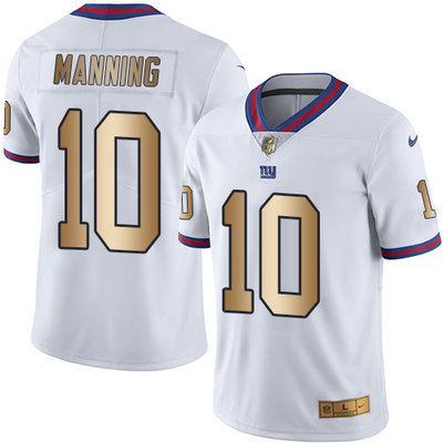 Nike Giants #10 Eli Manning White Men's Stitched NFL Limited Gold Rush Jersey Nike Giants #10 Eli Manning White Men's Stitched NFL Limited Gold Rush Jersey