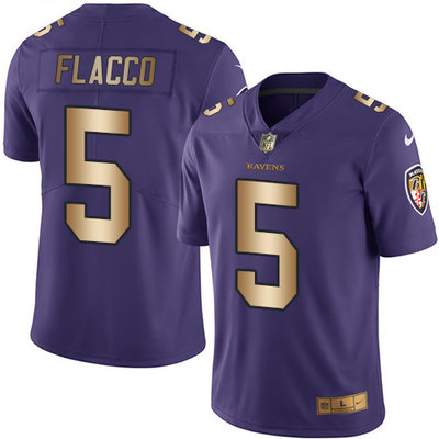 Nike Ravens #5 Joe Flacco Purple Men's Stitched NFL Limited Gold Rush Jersey Nike Ravens #5 Joe Flacco Purple Men's Stitched NFL Limited Gold Rush Jersey