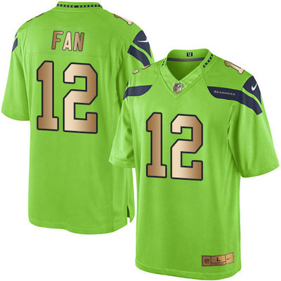 Nike Seahawks #12 Fan Green Men's Stitched NFL Limited Gold Rush Jersey Nike Seahawks #12 Fan Green Men's Stitched NFL Limited Gold Rush Jersey