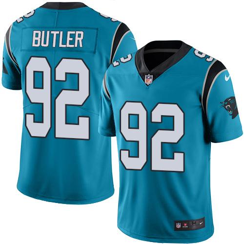 Nike Panthers #92 Vernon Butler Blue Men's Stitched NFL Limited Rush Jersey Nike Panthers #92 Vernon Butler Blue Men's Stitched NFL Limited Rush Jersey