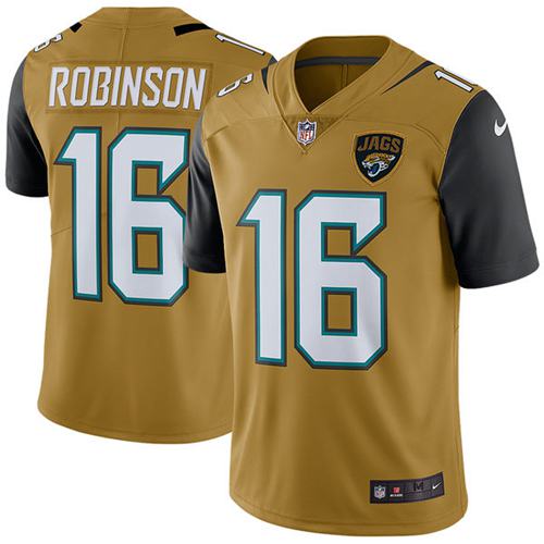 Nike Jaguars #16 Denard Robinson Gold Men's Stitched NFL Limited Rush Jersey Nike Jaguars #16 Denard Robinson Gold Men's Stitched NFL Limited Rush Jersey