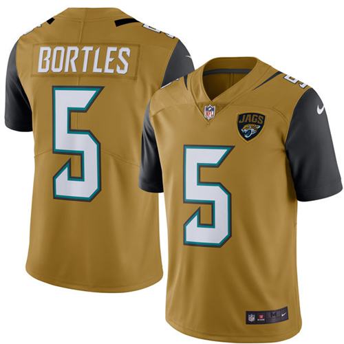Nike Jaguars #5 Blake Bortles Gold Men's Stitched NFL Limited Rush Jersey Nike Jaguars #5 Blake Bortles Gold Men's Stitched NFL Limited Rush Jersey