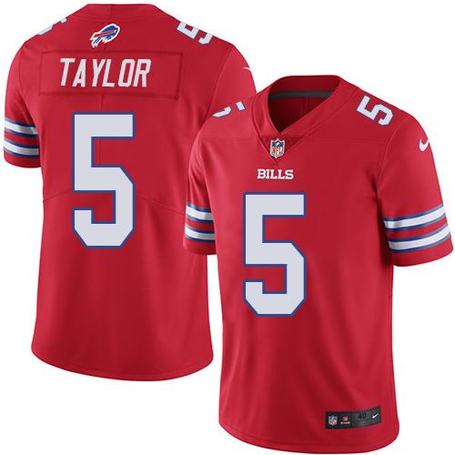 Nike Bills #5 Tyrod Taylor Red Men's Stitched NFL Elite Rush Jersey Nike Bills #5 Tyrod Taylor Red Men's Stitched NFL Elite Rush Jersey