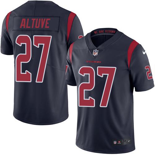 Nike Texans #27 Jose Altuve Navy Blue Men's Stitched NFL Limited Rush Jersey Nike Texans #27 Jose Altuve Navy Blue Men's Stitched NFL Limited Rush Jersey