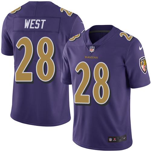 Nike Ravens #28 Terrance West Purple Men's Stitched NFL Limited Rush Jersey Nike Ravens #28 Terrance West Purple Men's Stitched NFL Limited Rush Jersey