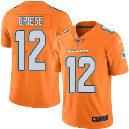 Nike Dolphins #12 Bob Griese Orange Men's Stitched NFL Limited Rush Jersey Nike Dolphins #12 Bob Griese Orange Men's Stitched NFL Limited Rush Jersey