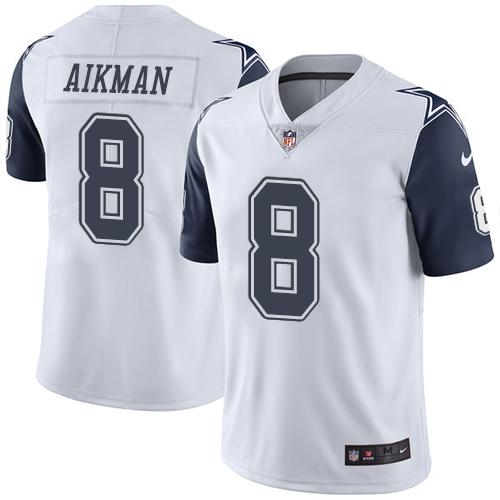 Nike Cowboys #8 Troy Aikman White Men's Stitched NFL Limited Rush Jersey Nike Cowboys #8 Troy Aikman White Men's Stitched NFL Limited Rush Jersey
