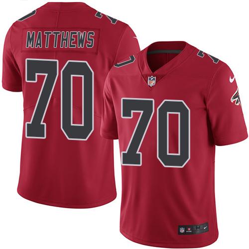 Nike Falcons #70 Jake Matthews Red Men's Stitched NFL Limited Rush Jersey Nike Falcons #70 Jake Matthews Red Men's Stitched NFL Limited Rush Jersey