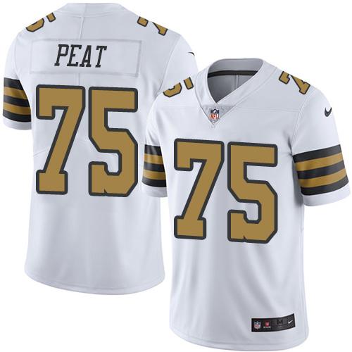 Nike Saints #75 Andrus Peat White Men's Stitched NFL Limited Rush Jersey Nike Saints #75 Andrus Peat White Men's Stitched NFL Limited Rush Jersey