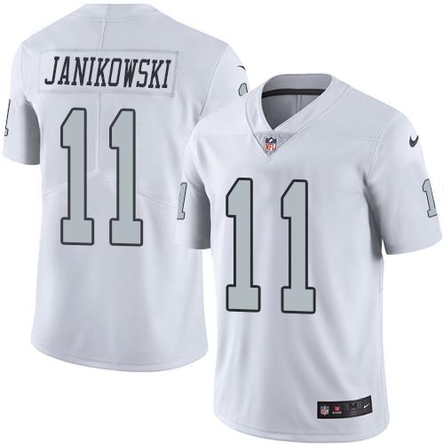 Nike Raiders #11 Sebastian Janikowski White Men's Stitched NFL Limited Rush Jersey Nike Raiders #11 Sebastian Janikowski White Men's Stitched NFL Limited Rush Jersey