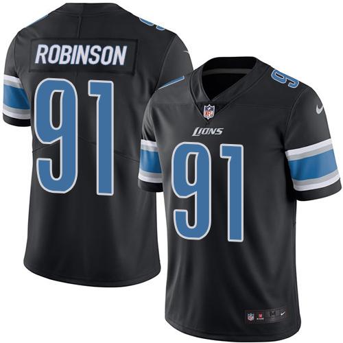 Nike Lions #91 A'Shawn Robinson Black Men's Stitched NFL Limited Rush Jersey Nike Lions #91 A'Shawn Robinson Black Men's Stitched NFL Limited Rush Jersey