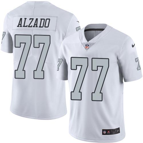 Nike Raiders #77 Lyle Alzado White Men's Stitched NFL Limited Rush Jersey Nike Raiders #77 Lyle Alzado White Men's Stitched NFL Limited Rush Jersey