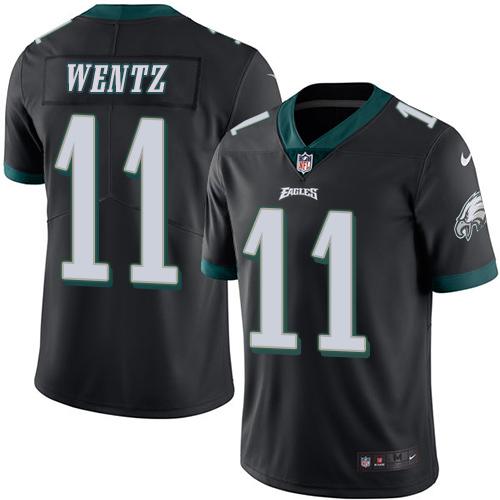 Nike Eagles #11 Carson Wentz Black Youth Stitched NFL Limited Rush Jersey Nike Eagles #11 Carson Wentz Black Youth Stitched NFL Limited Rush Jersey