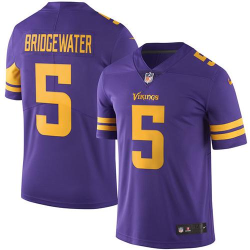 Nike Vikings #5 Teddy Bridgewater Purple Youth Stitched NFL Limited Rush Jersey Nike Vikings #5 Teddy Bridgewater Purple Youth Stitched NFL Limited Rush Jersey
