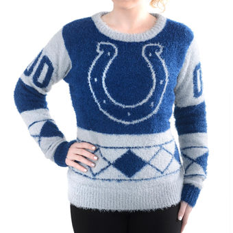 Women's Indianapolis Colts Klew Royal Blue Eyelash Crew Ugly Sweater