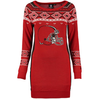 Women's Cleveland Browns Klew Orange Big Logo Ugly Sweater Dress