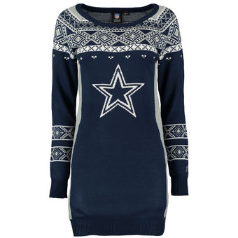 Women's Dallas Cowboys Klew Navy Big Logo Ugly Sweater Dress