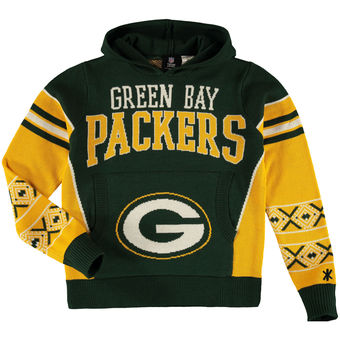 Youth Green Bay Packers Green Gold Big Logo Hooded Ugly Sweater