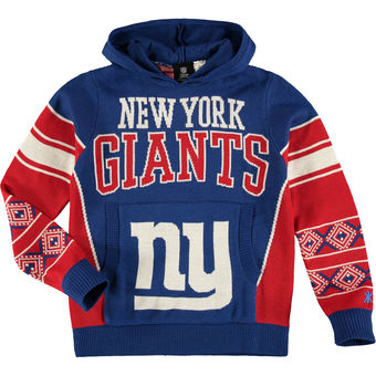 Youth New York Giants Royal Red Big Logo Hooded Ugly Sweater