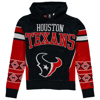 Youth Houston Texans Navy Red Big Logo Hooded Ugly Sweater