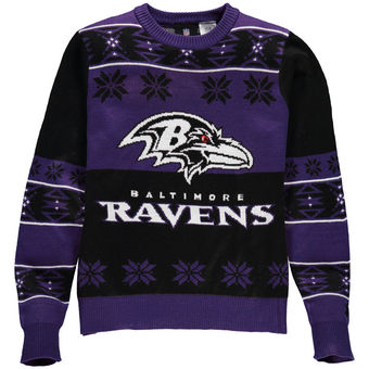 Youth Baltimore Ravens Purple Black Big Logo Ugly Sweater