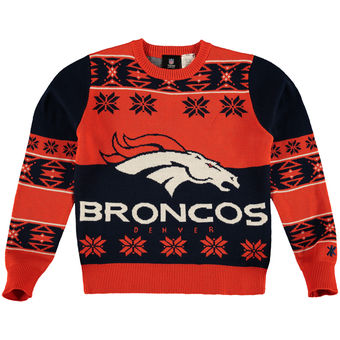 Youth Denver Broncos Orange Navy Big Logo Ugly Sweater