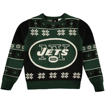 Youth New York Jets Green Black Big Logo Ugly Sweater