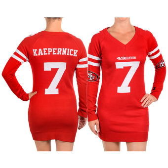 Women's San Francisco 49ers Colin Kaepernick Klew Scarlet Name & Number Ugly Sweater Dress