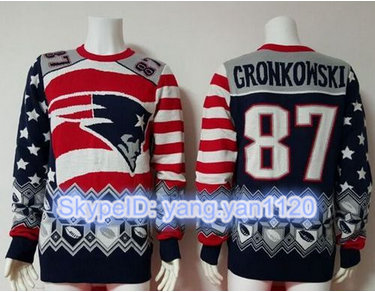 Nike Patriots #87 Rob Gronkowski RedNavy Blue Men's Ugly Sweater