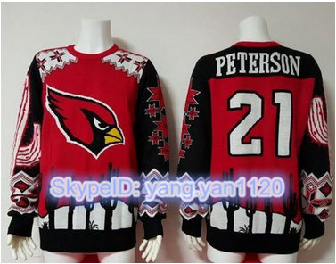 Nike Cardinals #21 Patrick Peterson RedBlack Men's Ugly Sweater