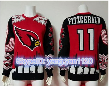 Nike Cardinals #11 Larry Fitzgerald RedBlack Men's Ugly Sweater