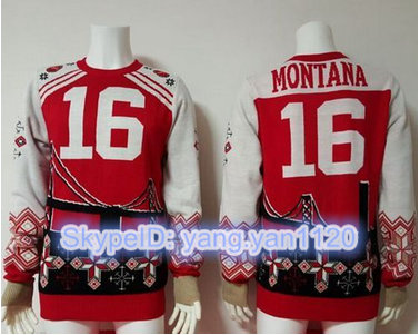Nike 49ers #16 Joe Montana RedWhite Men's Ugly Sweater