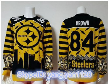 Nike Pittsburgh Steelers #84 Antonio Brown Yellow Black Men's Ugly Sweater